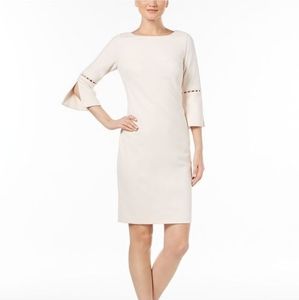 NEW Calvin Klein Women's Pale Pink Classic Pearl Beaded Sleeve Dress Size 12
